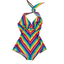 Rainbow Chevron Monroe Romper with Boy Cut Leg - 1
