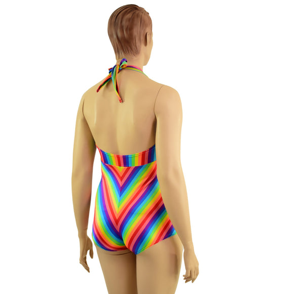 Rainbow Chevron Monroe Romper with Boy Cut Leg - Coquetry Clothing