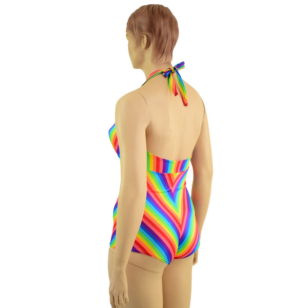 Rainbow Chevron Monroe Romper with Boy Cut Leg - 5