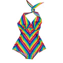 Rainbow Chevron Monroe Romper with Boy Cut Leg - 1