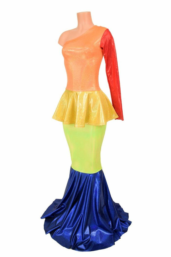 Rainbow Color Block Gown - Coquetry Clothing