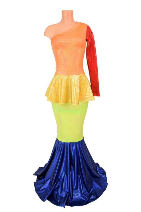 Rainbow Color Block Gown - Coquetry Clothing