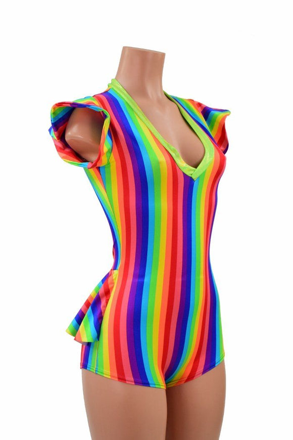 Rainbow Flip Sleeve Ruffle Rump Romper - Coquetry Clothing