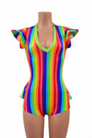 Rainbow Flip Sleeve Ruffle Rump Romper - Coquetry Clothing