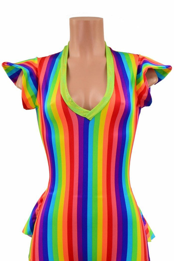 Rainbow Flip Sleeve Ruffle Rump Romper - Coquetry Clothing