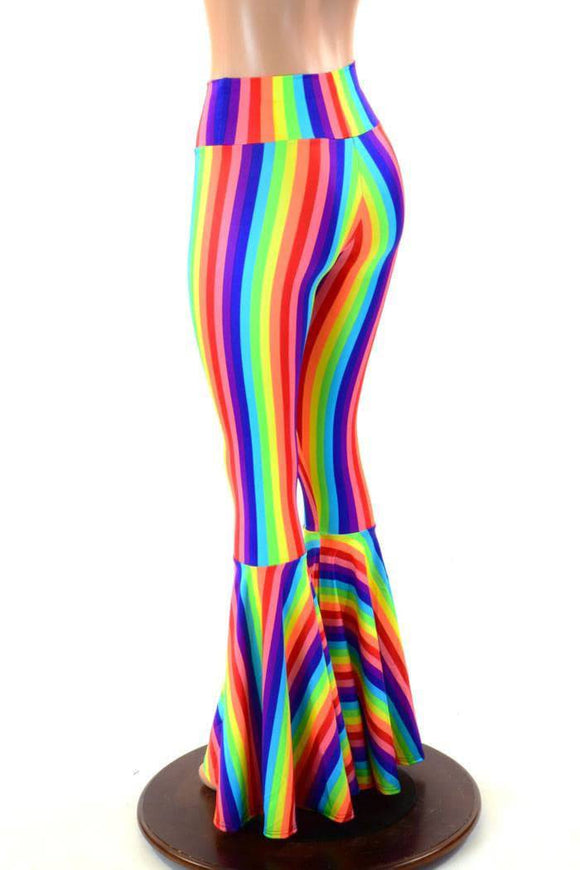 Rainbow High Waist Bell Bottom Flares - Coquetry Clothing