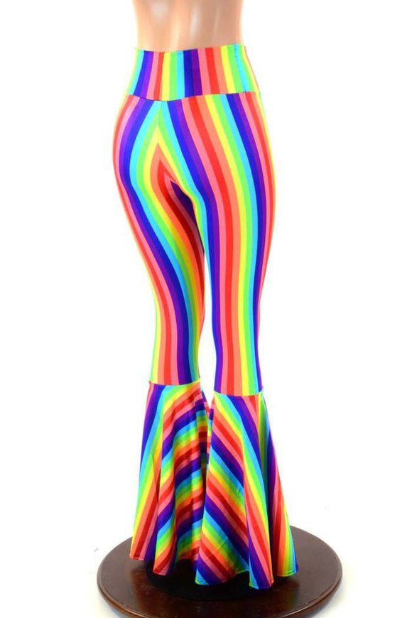 Rainbow High Waist Bell Bottom Flares - Coquetry Clothing