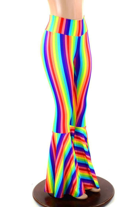Rainbow High Waist Bell Bottom Flares - Coquetry Clothing