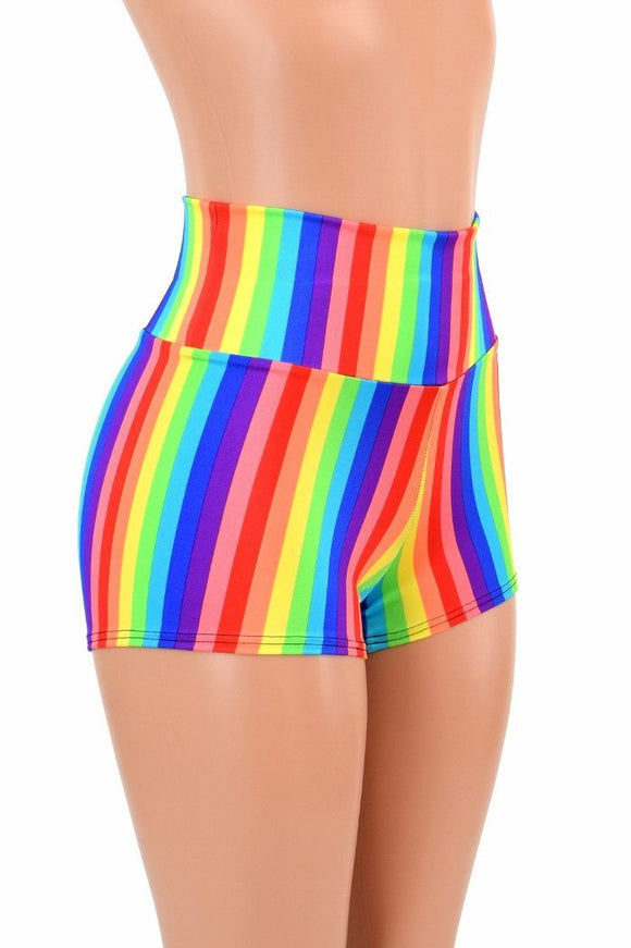 Rainbow High Waist Shorts - Coquetry Clothing