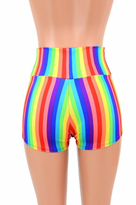 Rainbow High Waist Shorts - Coquetry Clothing