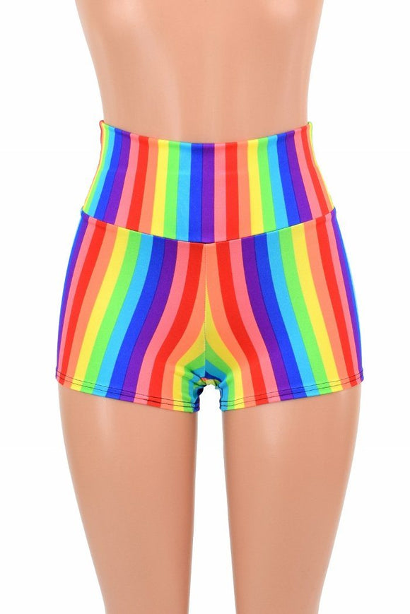 Rainbow High Waist Shorts - Coquetry Clothing