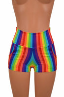 Rainbow High Waist Shorts with Pockets - Coquetry Clothing