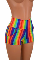 Rainbow High Waist Shorts with Pockets - Coquetry Clothing
