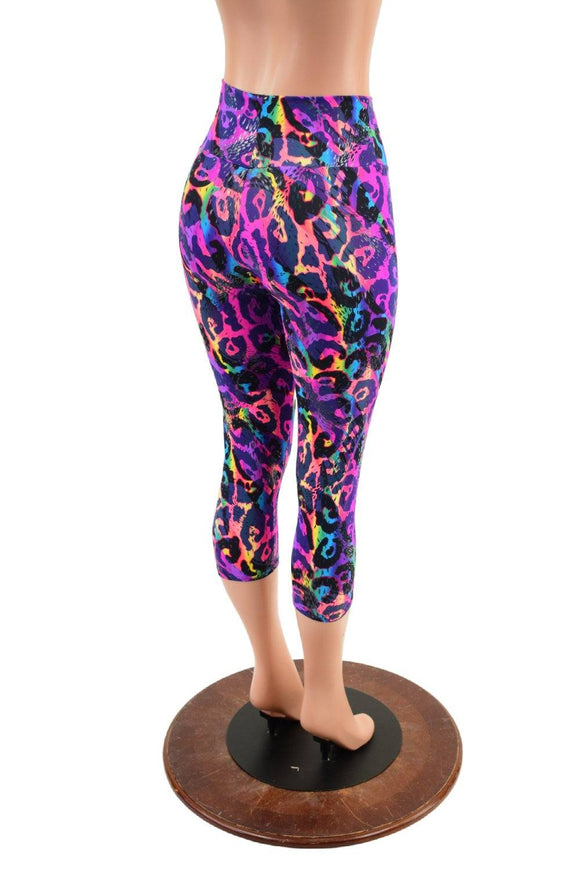 Rainbow Leopard High Waist Capri Leggings - Coquetry Clothing