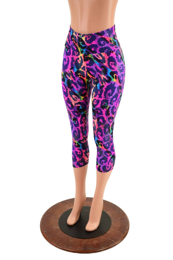 Rainbow Leopard High Waist Capri Leggings - 3
