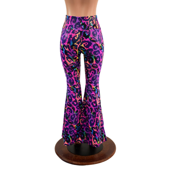 Rainbow Leopard High Waist Solar Flares - Coquetry Clothing