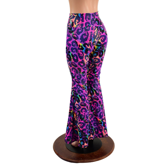 Rainbow Leopard High Waist Solar Flares - Coquetry Clothing