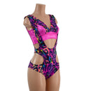 Rainbow Leopard Hipnotic Suspender Romper and Starlette Bralette Set - Coquetry Clothing
