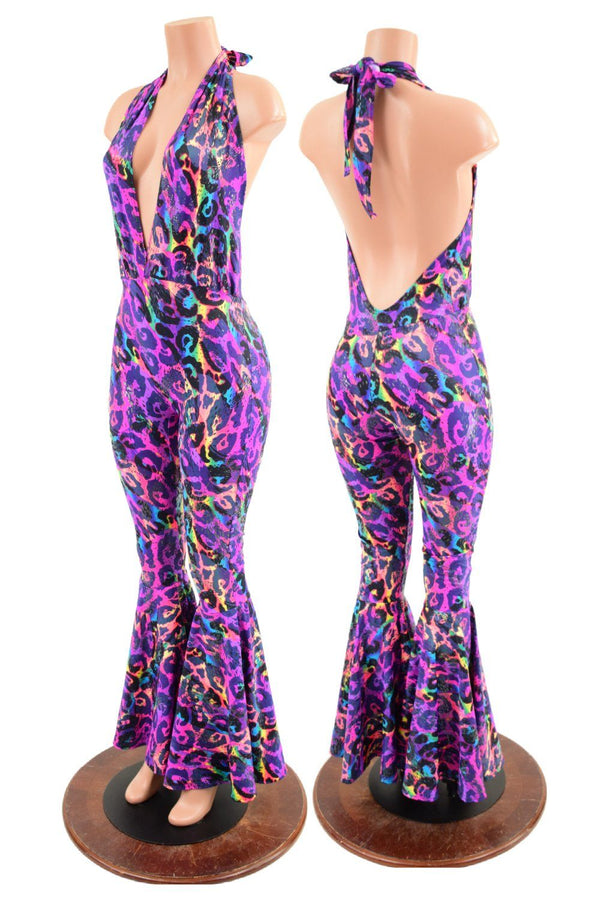 Rainbow Leopard Josie Style Bell Bottom Catsuit - 3