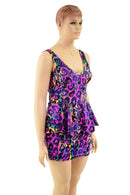 Rainbow Leopard Peplum Tank Dress - Coquetry Clothing