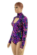 Rainbow Leopard Print Romper with Window Neckline - Coquetry Clothing