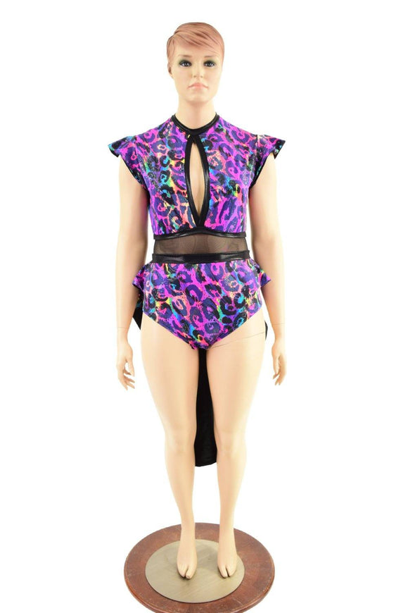 Rainbow Leopard Print Tux Back Romper - Coquetry Clothing