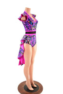 Rainbow Leopard Print Tuxedo Back Romper with V neckline - Coquetry Clothing