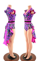 Rainbow Leopard Print Tuxedo Back Romper with V neckline - Coquetry Clothing