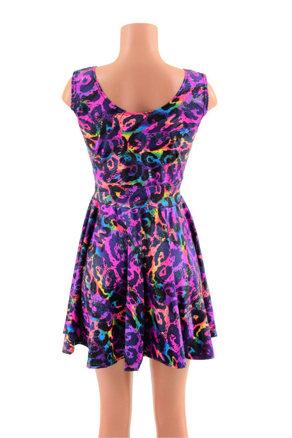 Rainbow Leopard Tank Style Skater Dress - Coquetry Clothing
