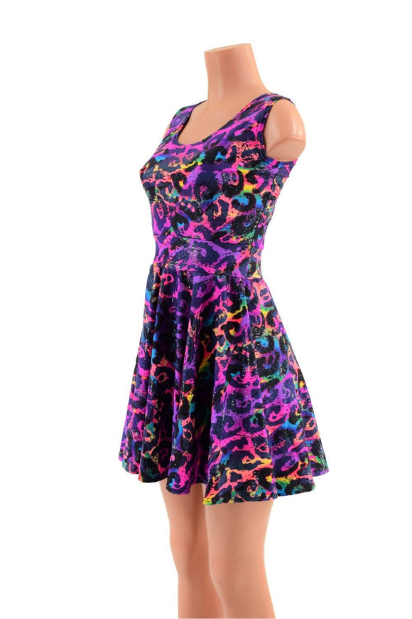 Rainbow Leopard Tank Style Skater Dress - Coquetry Clothing