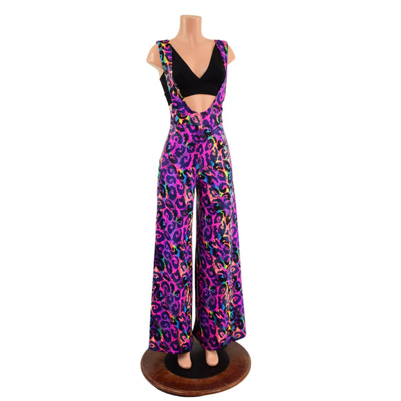 Rainbow Leopard Wide Leg Suspender Pants (Top Sold Separately) - Coquetry Clothing