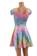 Rainbow Shattered Glass Cap Sleeve Skater Dress - Coquetry Clothing