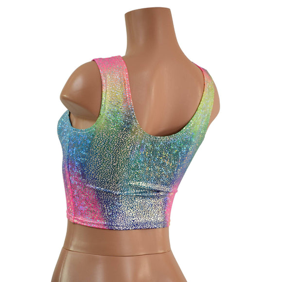 Rainbow Shattered Glass Crop Tank - Coquetry Clothing