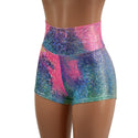 Ready to Ship Rainbow Shattered Glass High Waist Shorts Large - 1