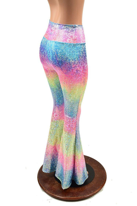 Rainbow Shattered Glass High Waist Solar Flares - Coquetry Clothing