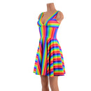 Rainbow Skater Dress with Starlette Neckline - Coquetry Clothing