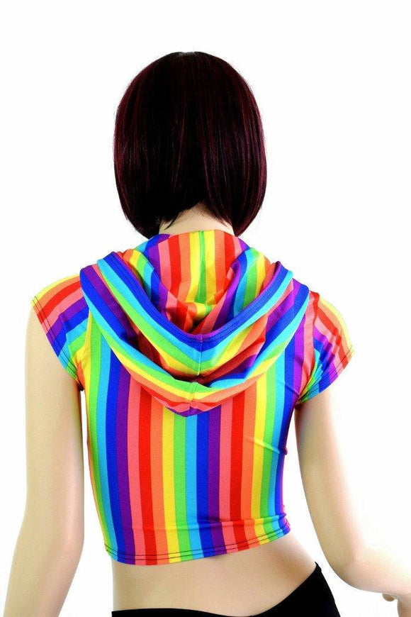 Rainbow Stripe Crop Hoodie - Coquetry Clothing