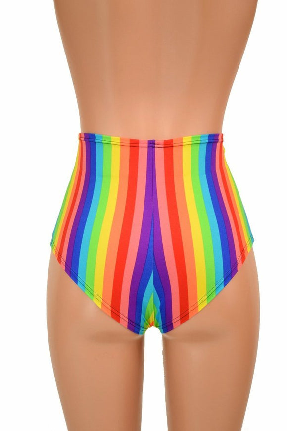 Rainbow Stripe Front Lace Up Siren Shorts - Coquetry Clothing