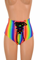 Rainbow Stripe Front Lace Up Siren Shorts - Coquetry Clothing
