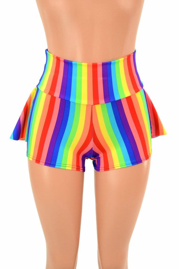 Rainbow Stripe Ruffle Rump Shorts - Coquetry Clothing