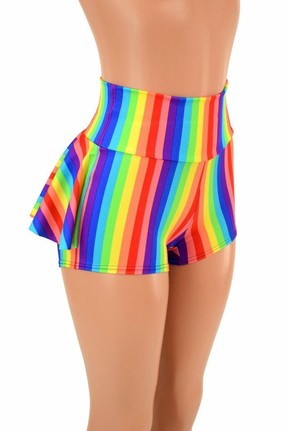Rainbow Stripe Ruffle Rump Shorts - Coquetry Clothing