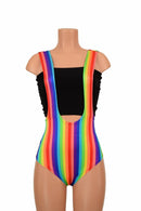 Rainbow Stripe Suspender Romper - Coquetry Clothing
