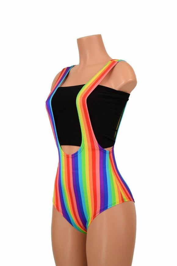 Rainbow Stripe Suspender Romper - Coquetry Clothing