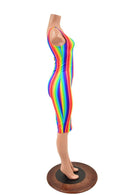 Rainbow Stripe Thin Strap Tank Wiggle Dress - Coquetry Clothing