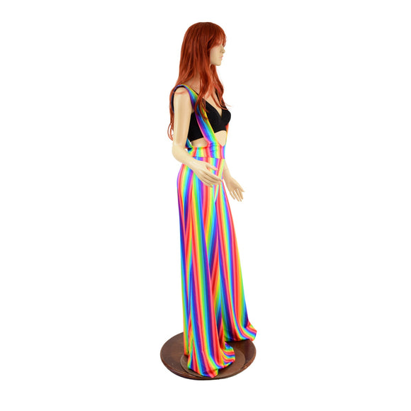 Rainbow Stripe Wide Leg Suspender Pants (Top Sold Separately) - Coquetry Clothing