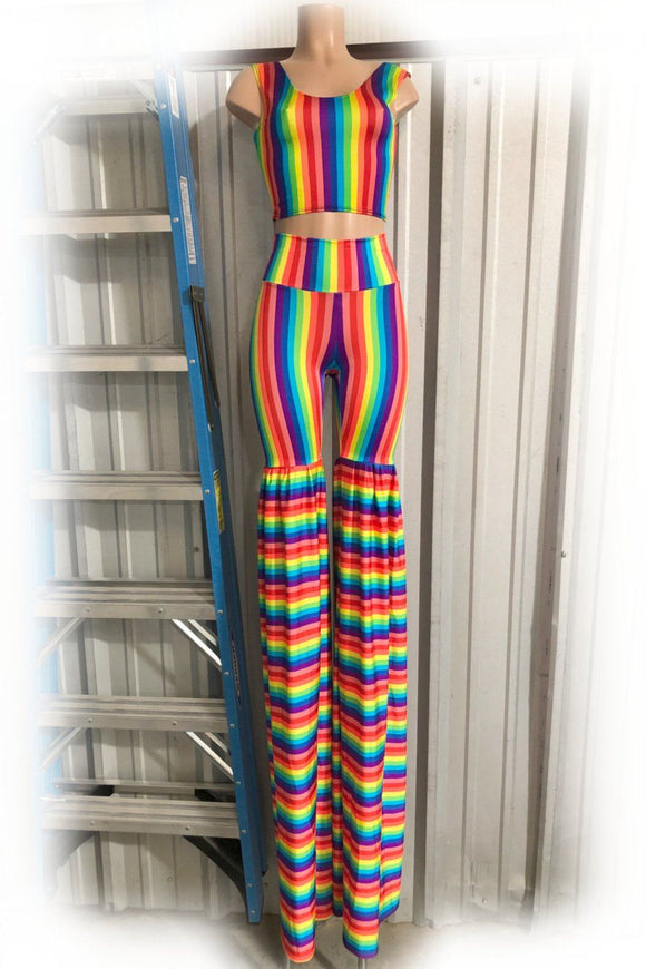 Rainbow Striped 2PC Stilting Costume - Coquetry Clothing