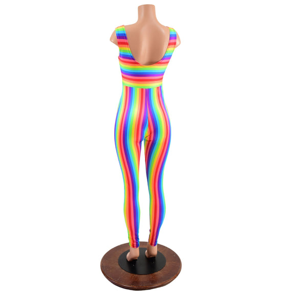Rainbow Striped Tank Style Catsuit - Coquetry Clothing