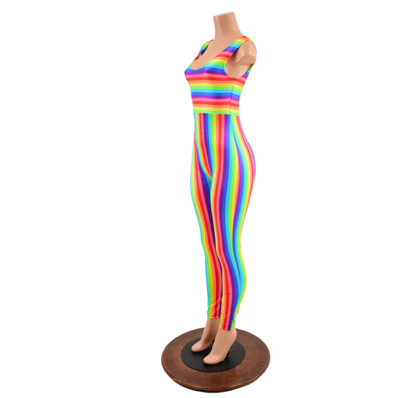 Rainbow Striped Tank Style Catsuit - Coquetry Clothing
