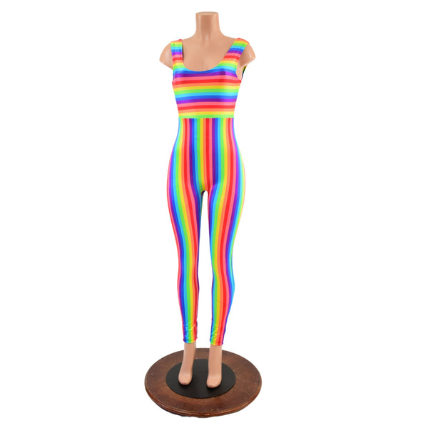 Rainbow Striped Tank Style Catsuit - 4