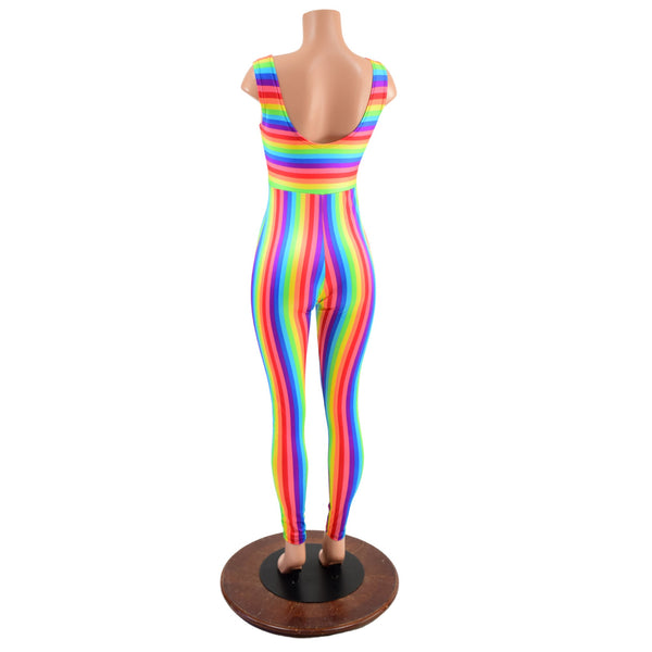 Rainbow Striped Tank Style Catsuit - 2